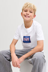Jack & Jones Junior Camiseta b&aacute;sca logo blanco