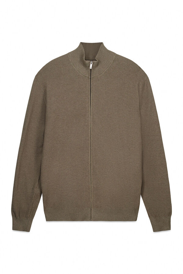 Springfield Jednobojni strukturni kardigan Braon