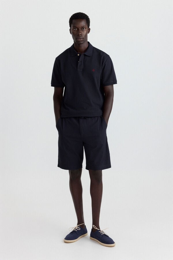 Springfield Piqu&eacute; basic regular fit polo shirt blue