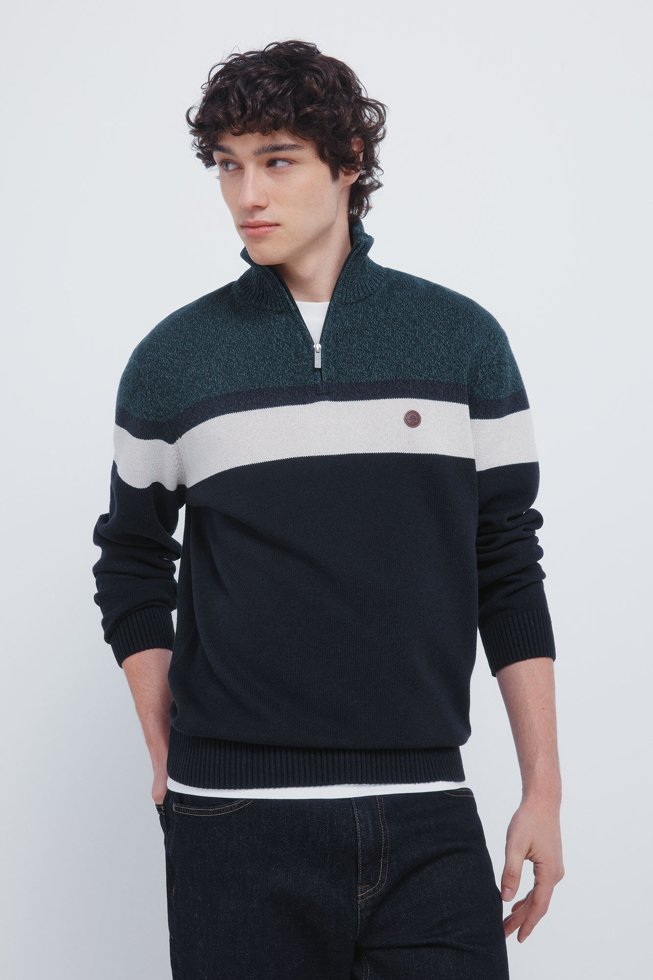 Springfield Color block zip fastening jumper