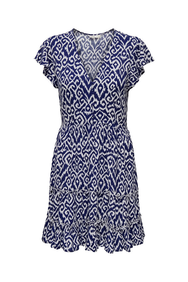 Only Vestido curto de manga curta azul