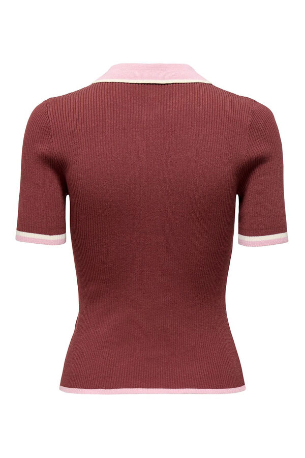 Only Ribbed jersey-knit polo shirt printed