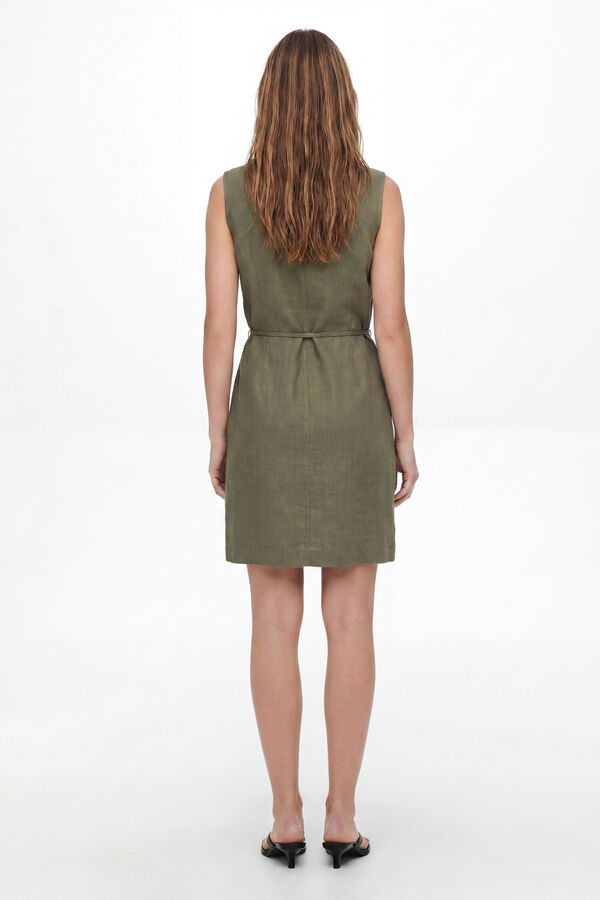 Pieces Linen sleeveless short dress vert