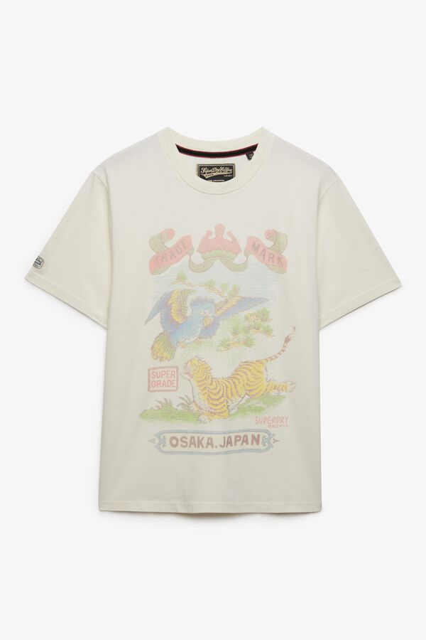 Superdry Japanese print short-sleeved T-shirt beige