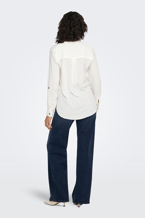 Only Camisa de rayas bolsillos frontales blanco