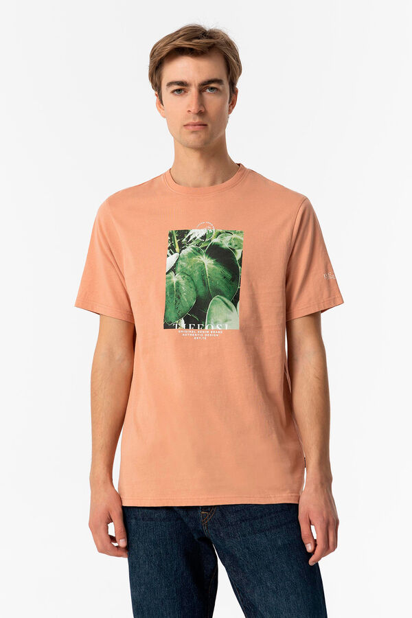 Springfield Camiseta con Estampado Fotográfico naranja