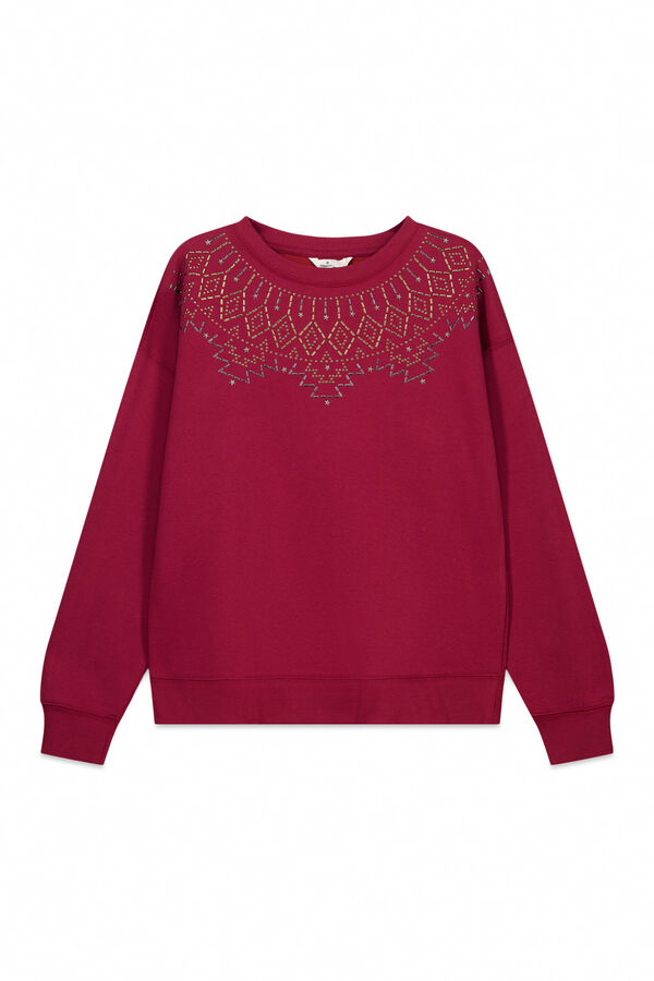 Springfield Sudadera cuello boho aplicaciones burdeos