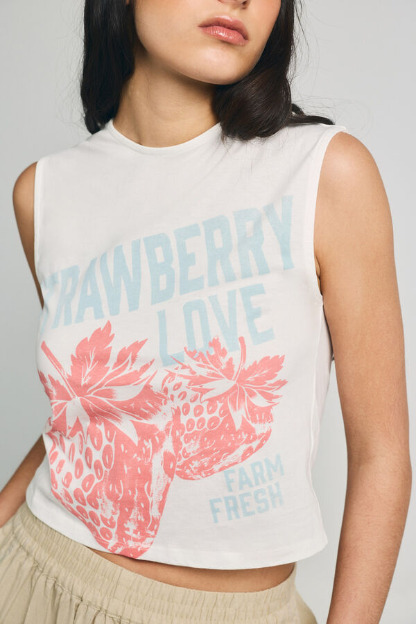 Only Round neck long T-shirt white