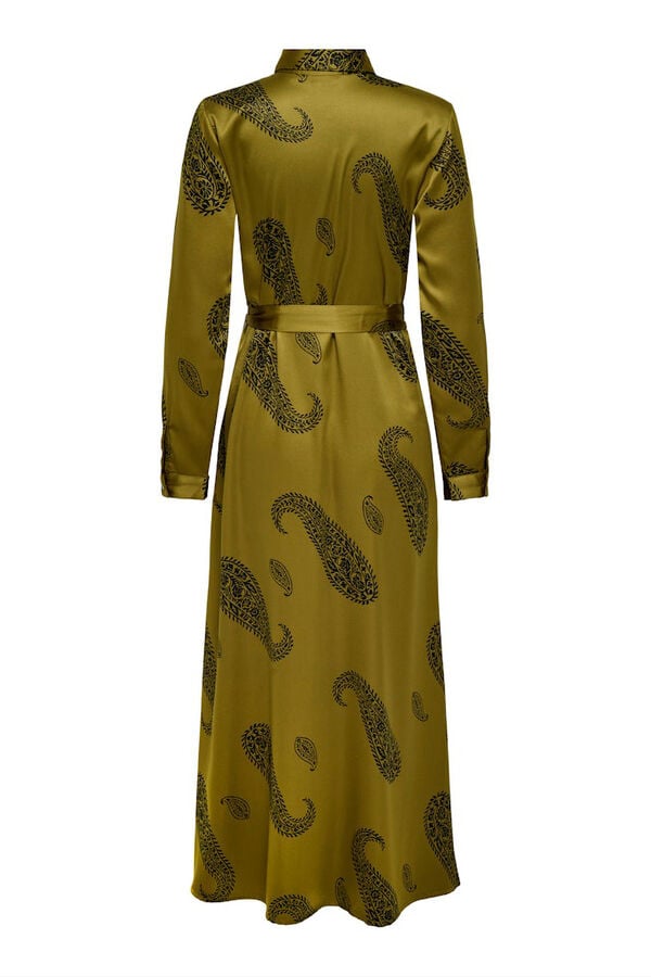 Only Long satin-finish shirt dress printed