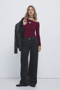 Springfield Wide-leg jeans with shiny crystals