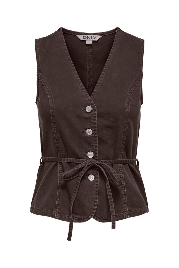 Only Gilet with buttons and belt brown