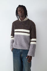 Balmohk round neck sweater with lines black