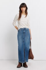 Springfield Denim midi skirt blue