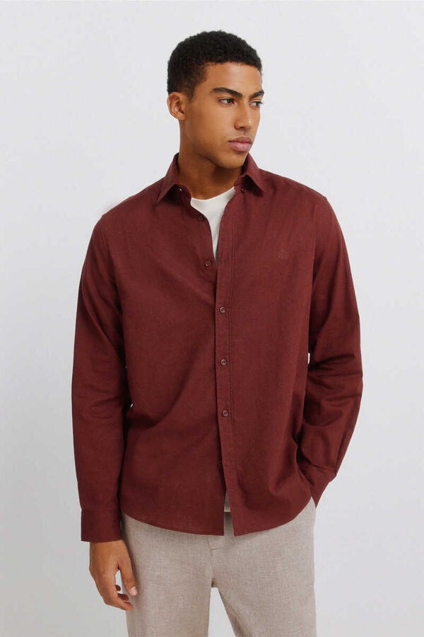 Springfield Linen overshirt with pocket red
