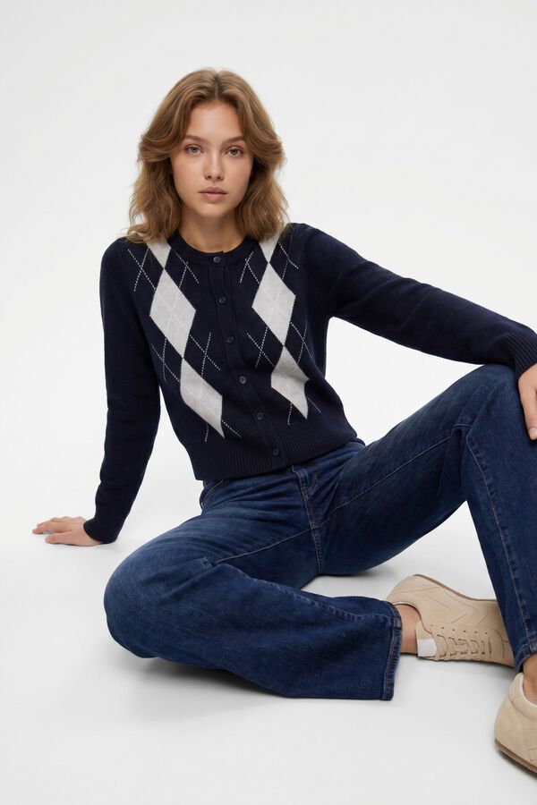 Tiffosi Round neck cardigan blue
