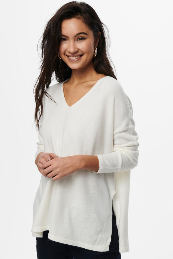 Springfield Women's knit jumper with V-neck white