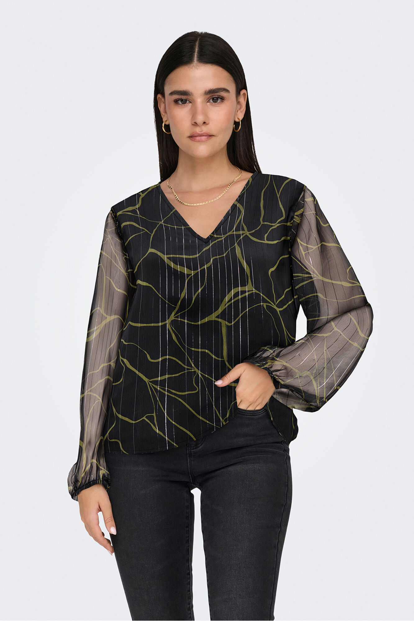 JDY Blusa manga larga lurex