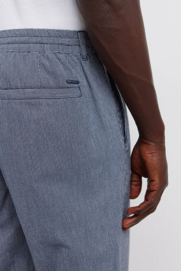 Springfield Striped linen straight fit chinos blue