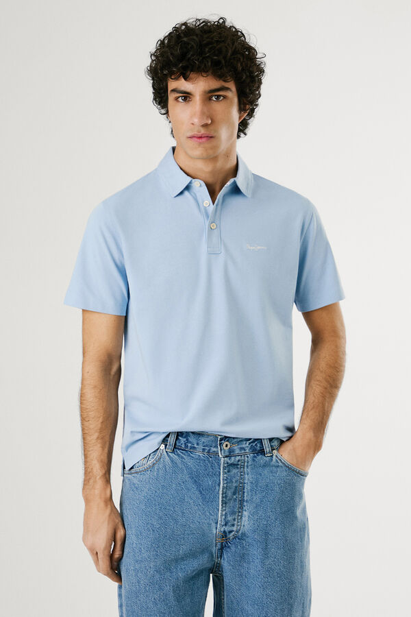 Pepe Jeans Camisa polo de manga curta com carcela tripla e logo no peito azul