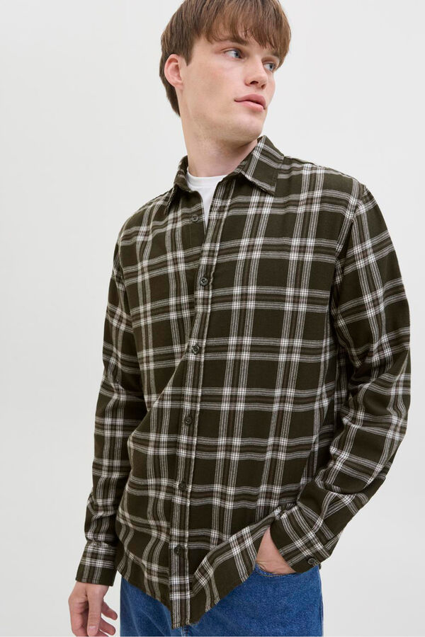 JJ REBEL Camisa regular fit cuadros verde