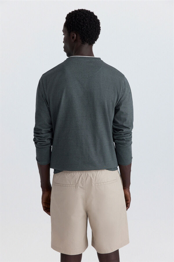 Springfield Striped double neck long sleeve T-shirt green