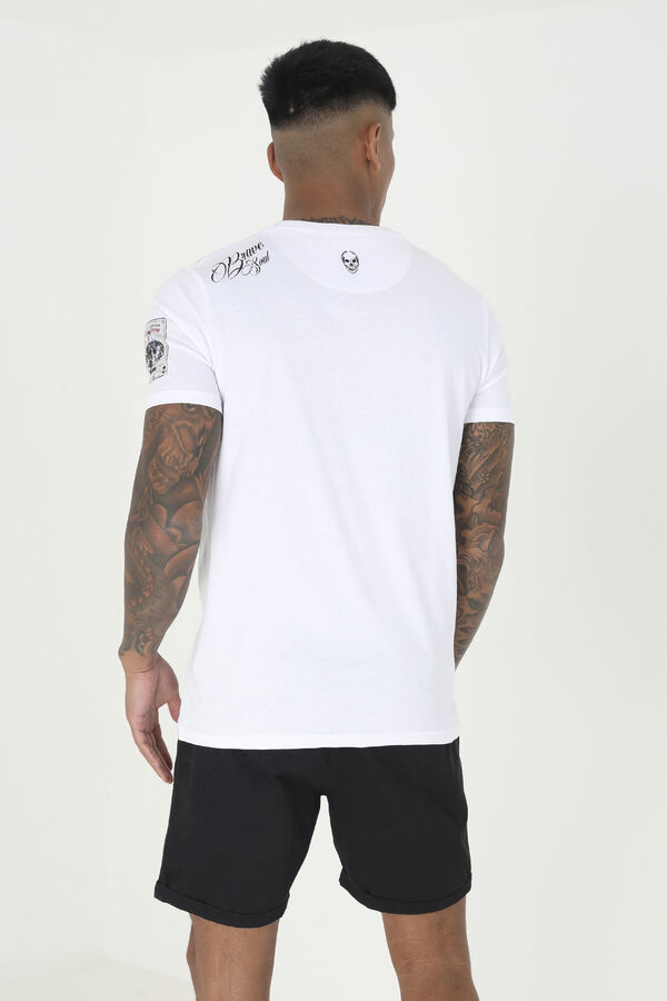 Brave Soul Camiseta calavera manga corta blanco