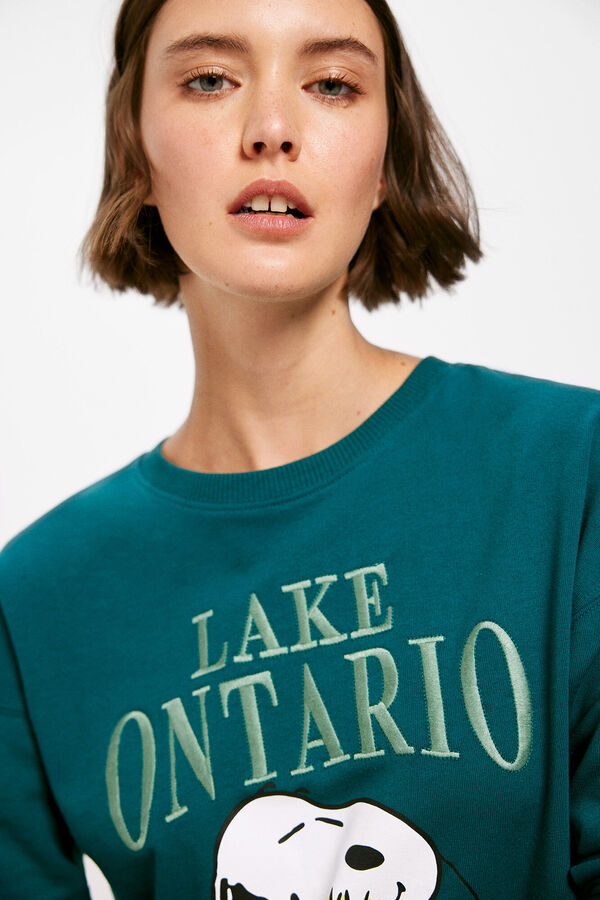 Springfield Sweatshirt "Lake Ontario" Snoopy verde escuro
