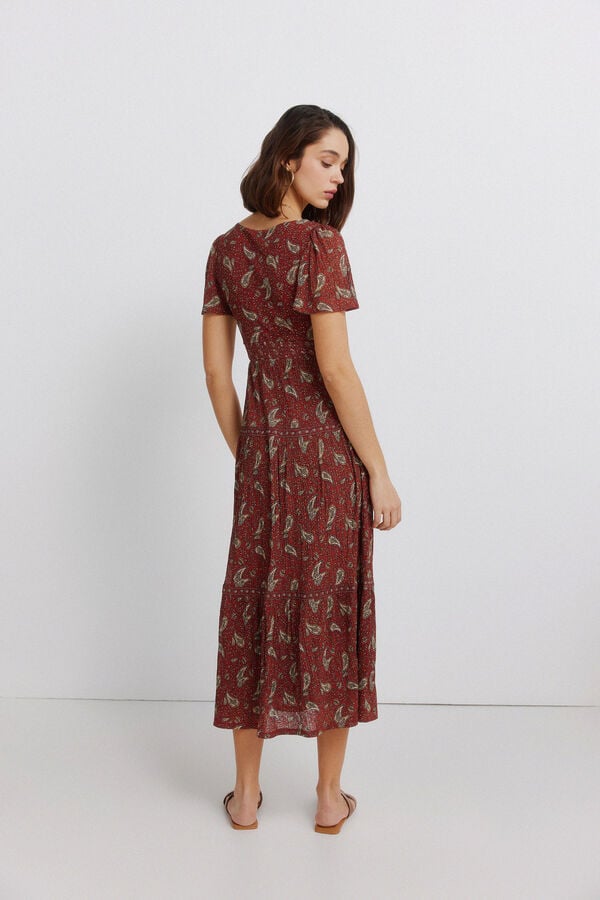 Springfield Border print midi dress red