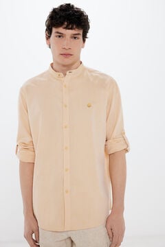 Springfield Textured shirt with Mandarin collar golden