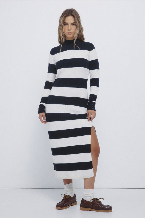 Springfield Kodak jersey-knit striped midi dress blue