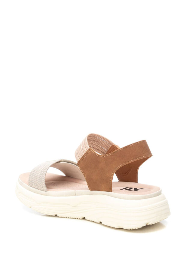 XTI Sandalia tiras el&aacute;sticas velcro beige