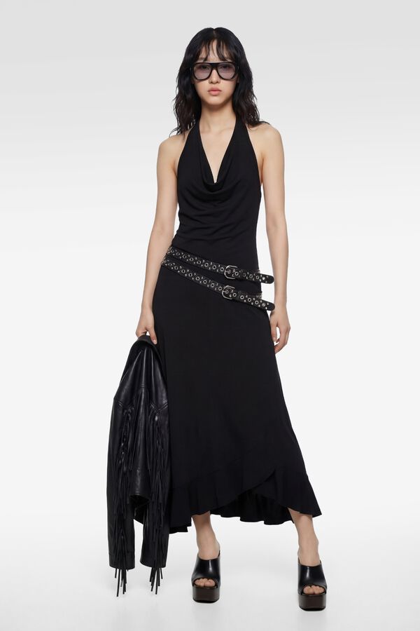 Koton Halterneck midi dress black