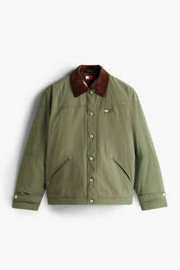 Tommy Jeans Chaqueta forrada con cuello pana kaki