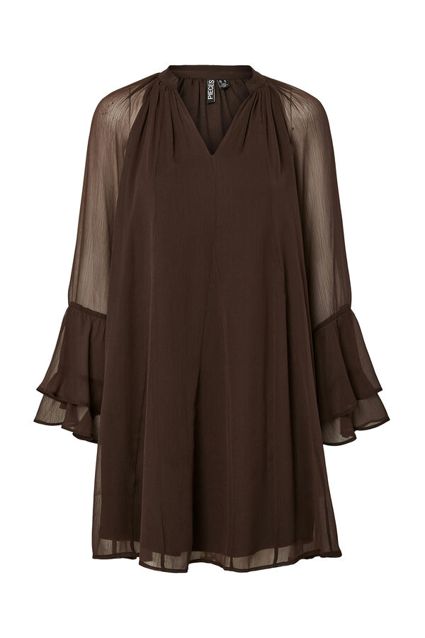 Pieces Vestido fluido marr&oacute;n