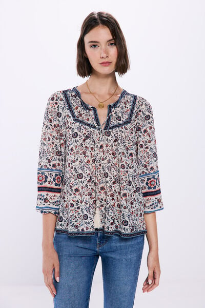 Springfield Floral boho blouse brown