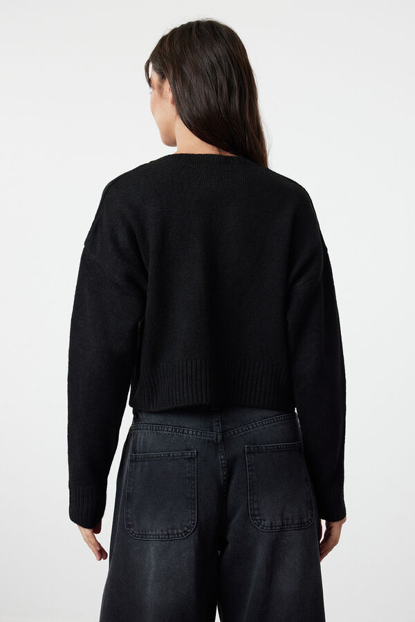 Trendyol Knitted cardigan with buttons black