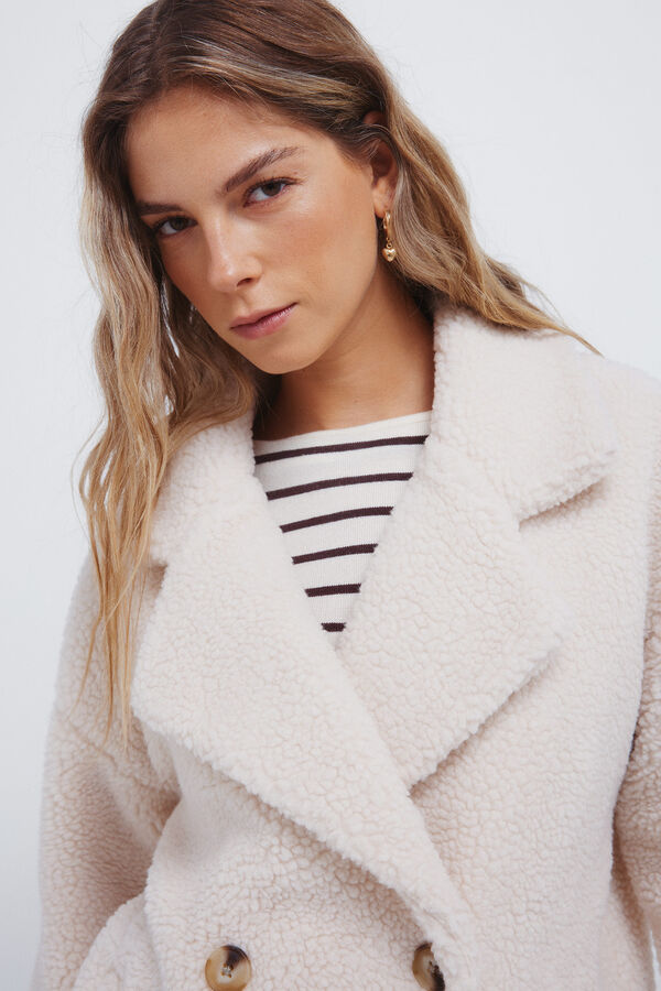 Springfield Abrigo borreguito doble abotonadura nude