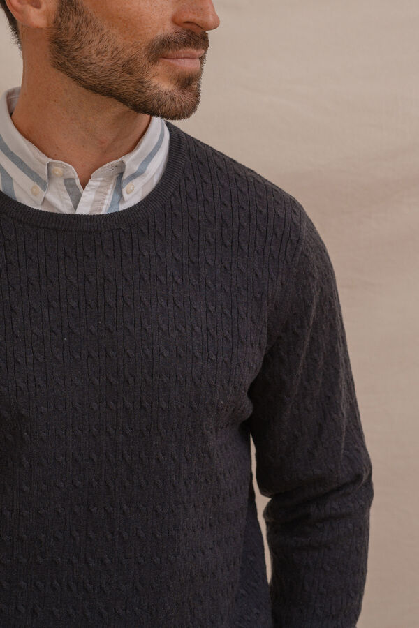 Celopman Su&eacute;ter com gola redonda e n&oacute;  azul