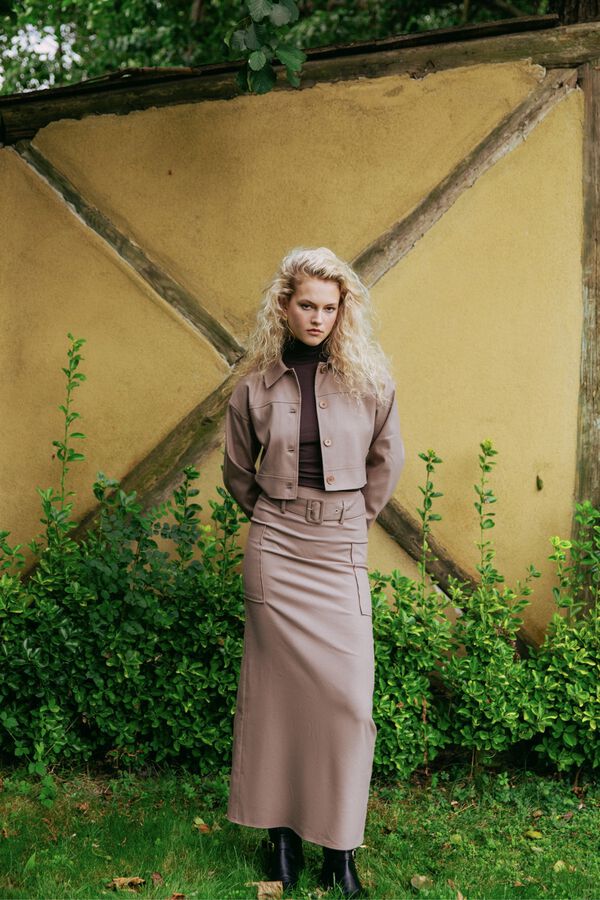 Oxxo A-line long skirt nude