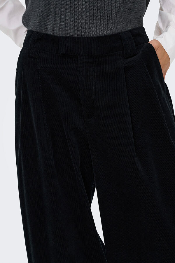 Only Pantal&oacute;n wide leg de pinzas negro