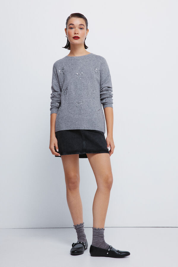 Springfield Jumper with sequin bows grey