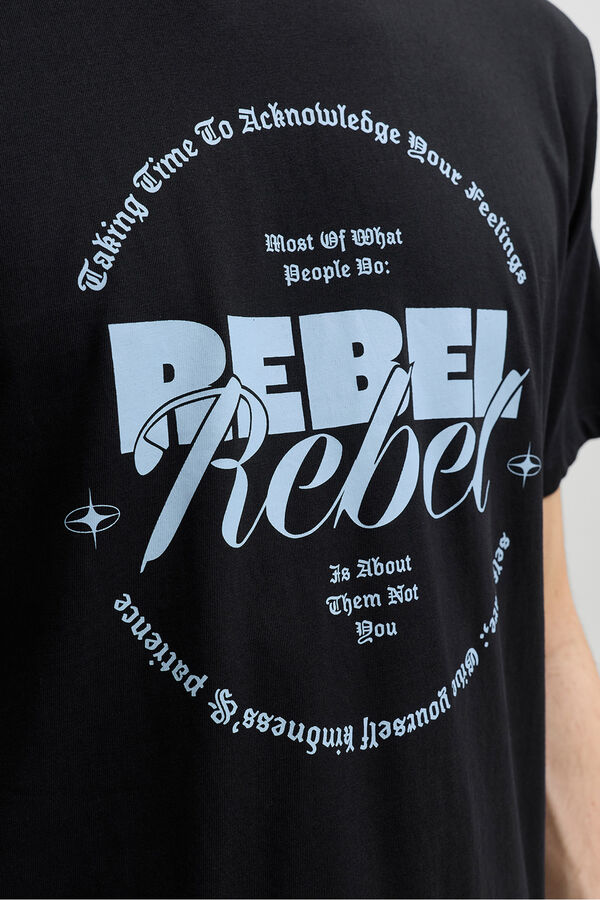 JJ REBEL T-Shirt Regular-Fit Schwarz