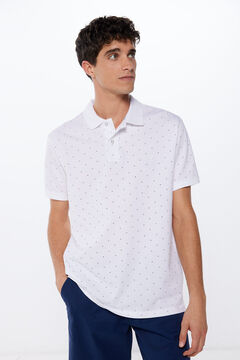 Springfield Regular fit printed piqué polo shirt white