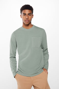 Springfield Long-sleeved piqué T-shirt with pocket green
