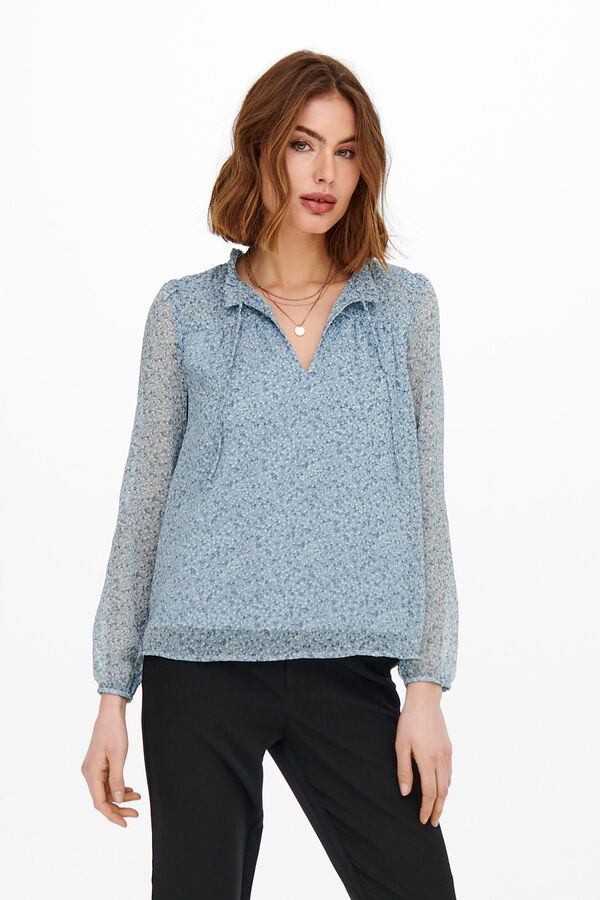 Springfield Long-sleeved mock turtleneck blouse plava