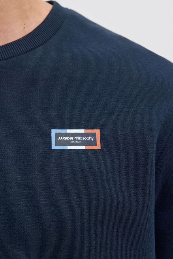 JJ REBEL Sweatshirt b&aacute;sico com logo azul