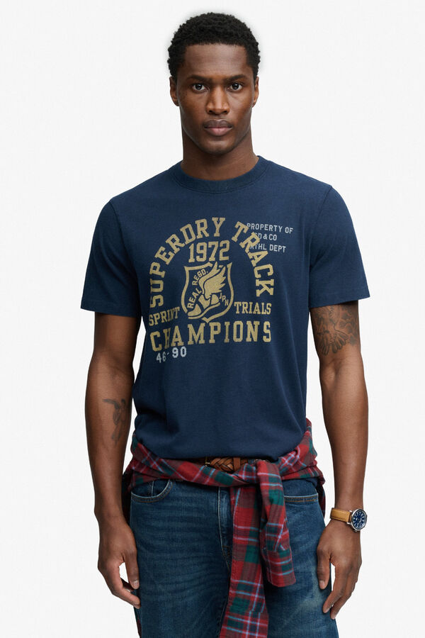 Superdry University graphic short-sleeved T-shirt blue