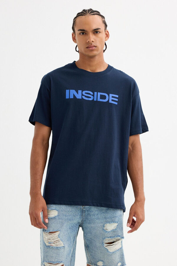 Inside Camiseta oversized manga corta azul
