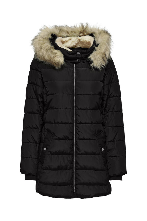 Springfield Puffer coat with faux fur hood noir