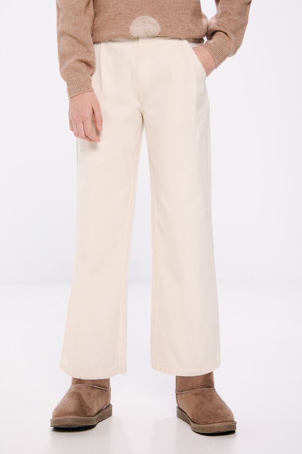 Springfield Calça denim Daddy de menina beige